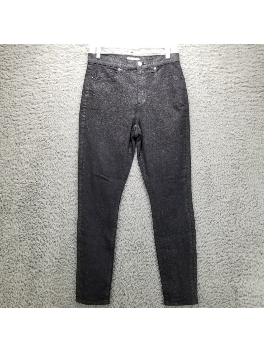 Loft Jeans Womens 29 Black Shimmer High Rise Skinny Stretch Denim
